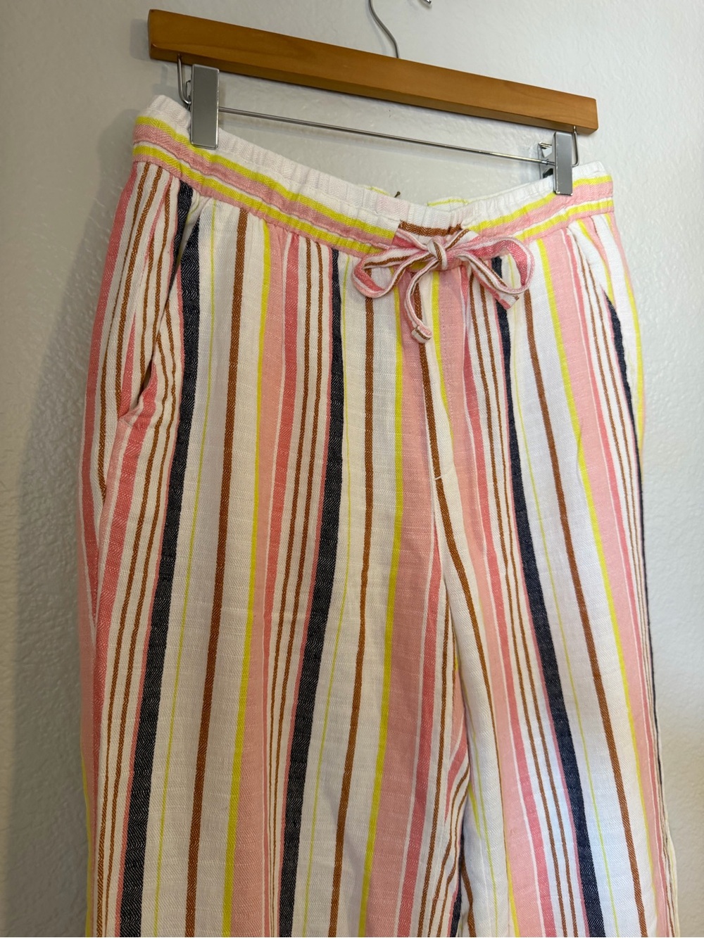 Old Navy High-Waisted Linen Blend Wide Leg Stripe Pants Medium Multicolor - Picture 4 of 9